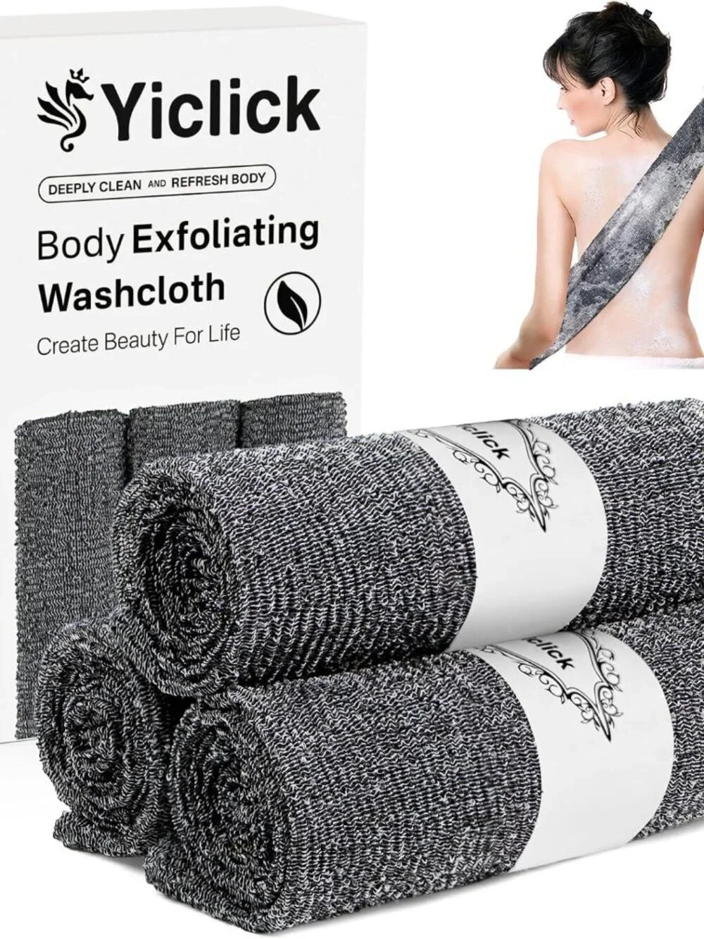 3 PCS Exfoliating Washcloth Towels - Exfoliating Body Scrubber Exfoliator, Back